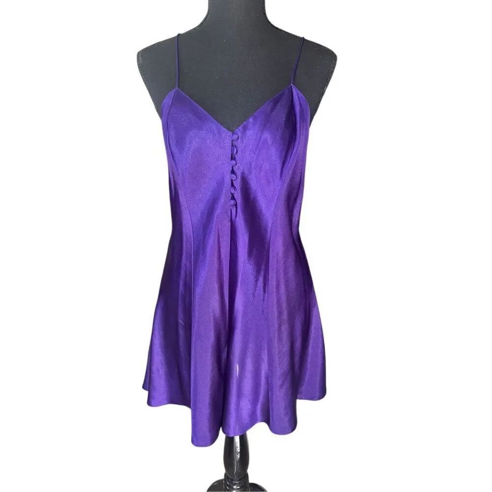 CACIQUE Purple Liquid Satin Teddy Romper Lingerie SZ M stunning vintage